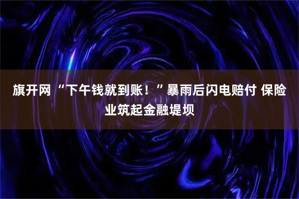 旗开网 “下午钱就到账！”暴雨后闪电赔付 保险业筑起金融堤坝